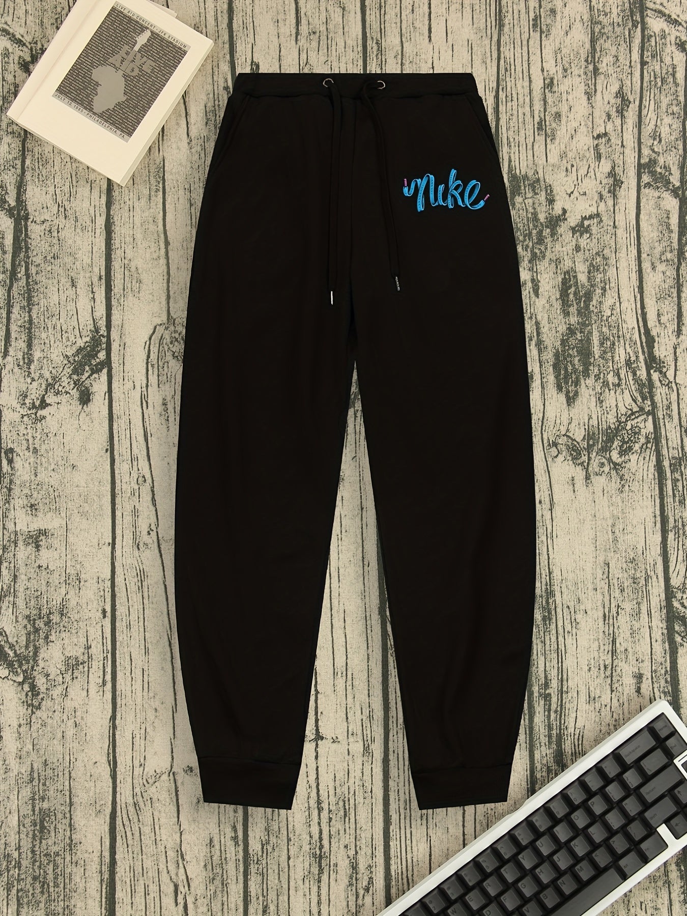 Men's Personality Print Casual Trousers Drawstring Elastic Pants