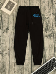 Men's Personality Print Casual Trousers Drawstring Elastic Pants