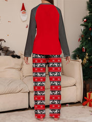 Christmas Pajama Set Women's Reindeer & Stripe Print Top & Pants