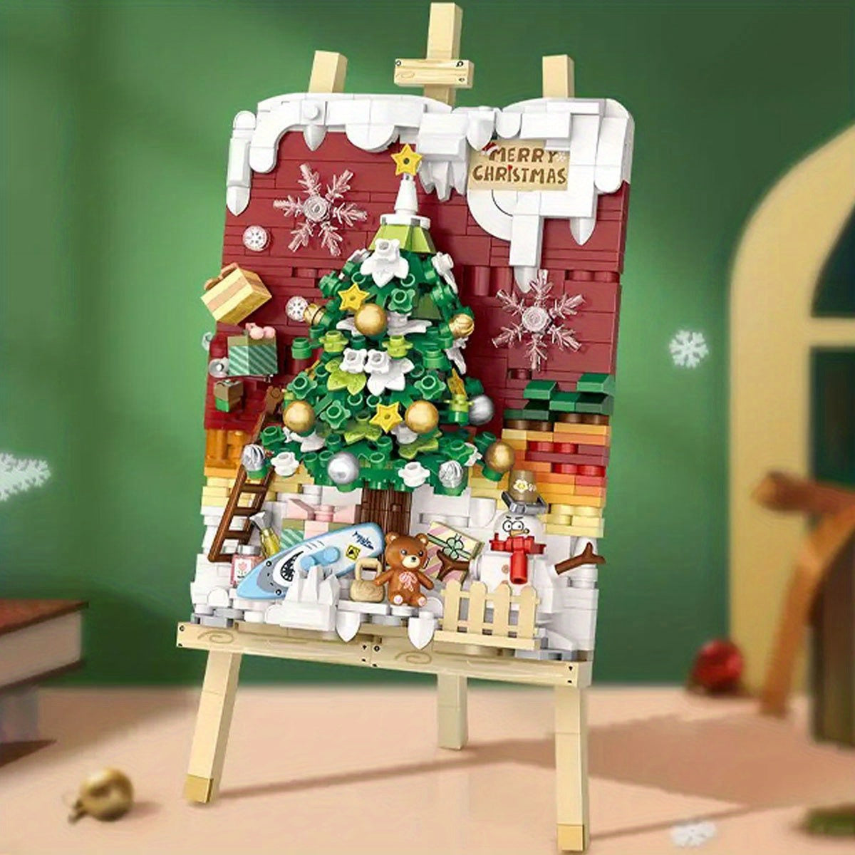 3D Christmas Painting - Snowman and Reindeer Scene