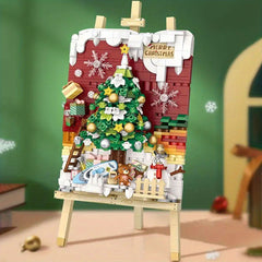 3D Christmas Painting - Snowman and Reindeer Scene
