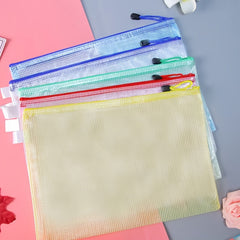 Waterproof Transparent Zipper Bag A4 A5 Mesh Stationery Bag