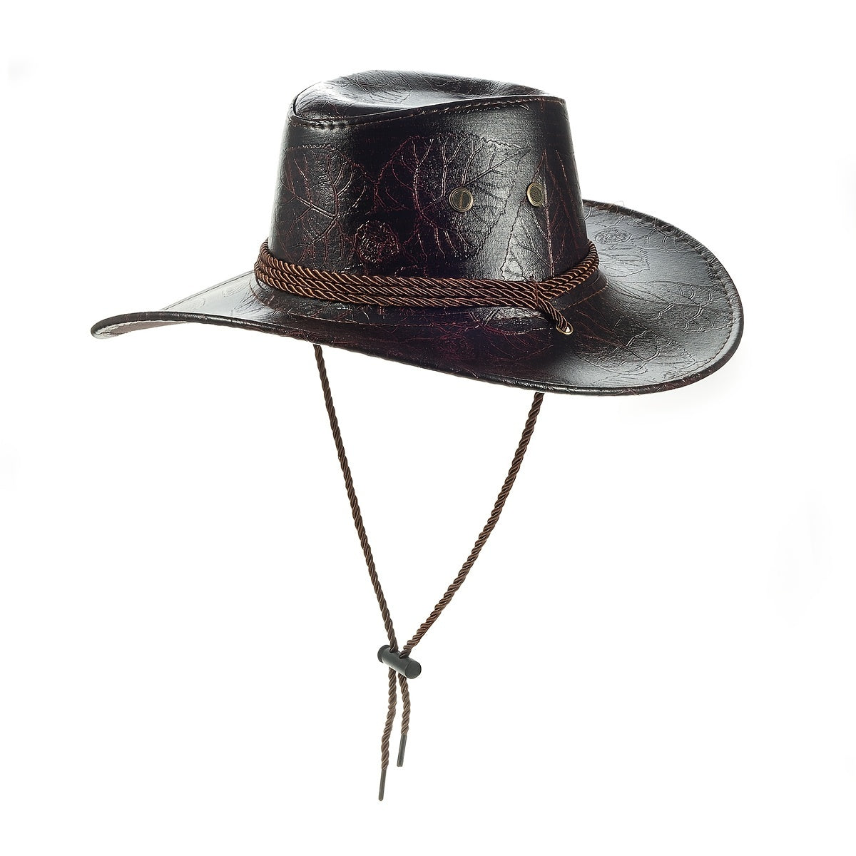 Men's Outdoor Western Print Leather Cowboy Hat