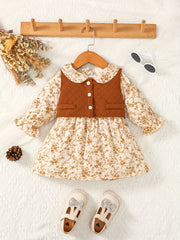 Infant Baby Doll Collar Floral Skirt Vest Set