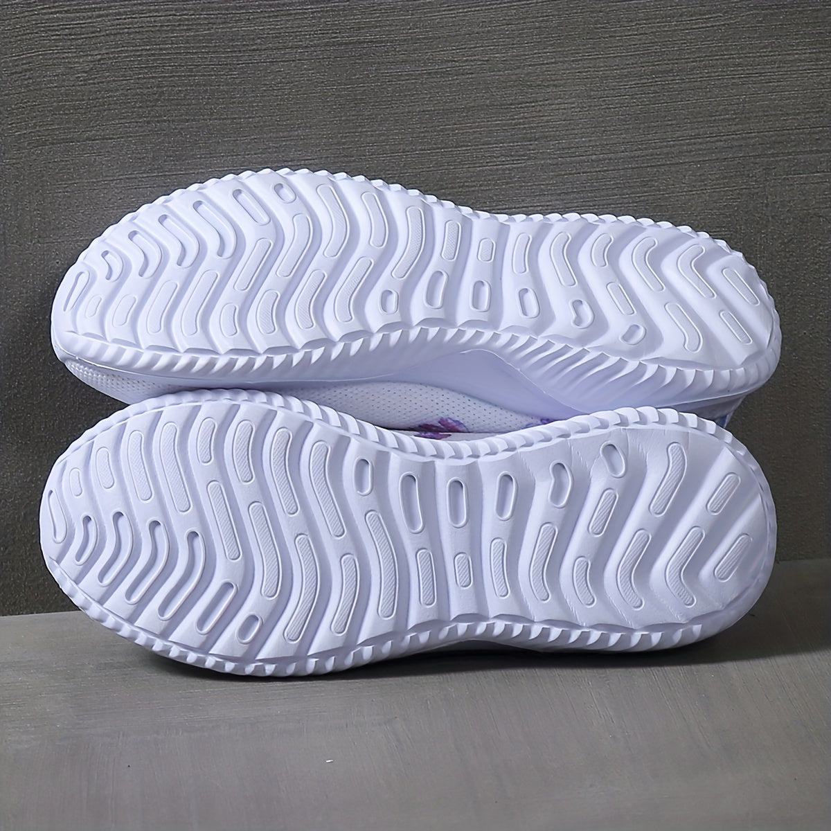 Floral Printed Butterfly Slip On Sneakers Rhinestone Decor Knitted Shoes