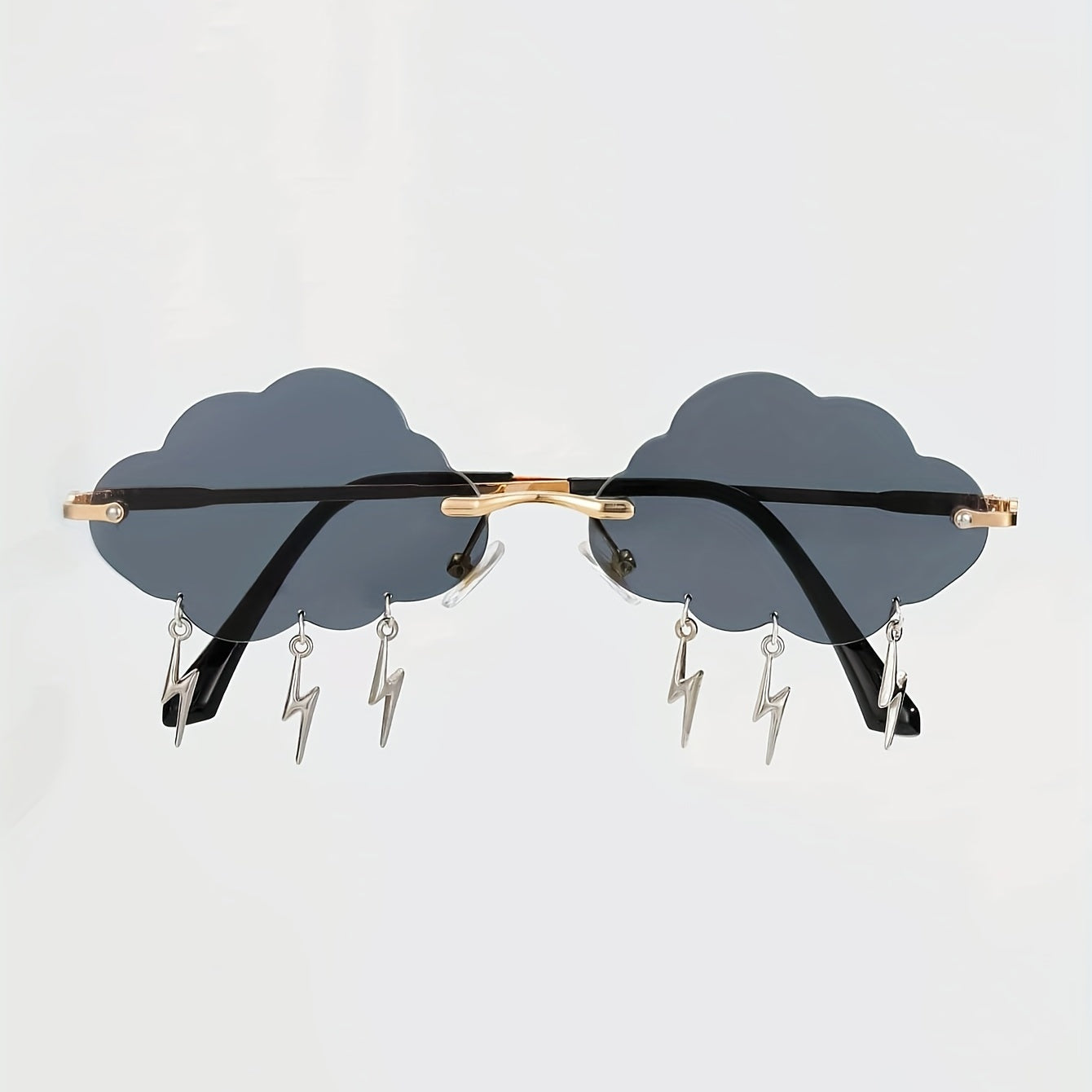 Cloud Rimless Sunglasses Ombre Lens Tassel & Rivet Decor UV400