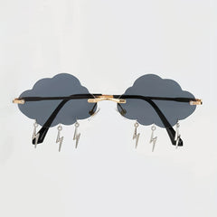 Cloud Rimless Sunglasses Ombre Lens Tassel & Rivet Decor UV400