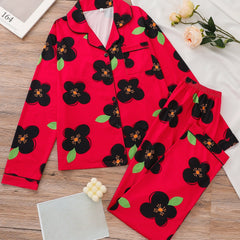 Floral Print Pajama Set Long Sleeve Top & Pants