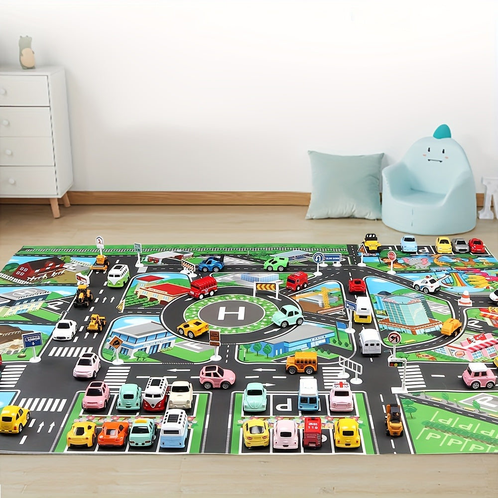 City Traffic Parking Lot Urban Theme Game Mat with Scene Map