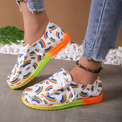Rainbow Print Canvas Outdoor Shoes Lightweight Sneakers