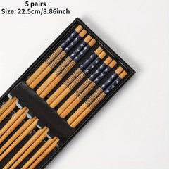 5Pairs Bamboo Chopsticks Set Retro Style Sushi Chopsticks
