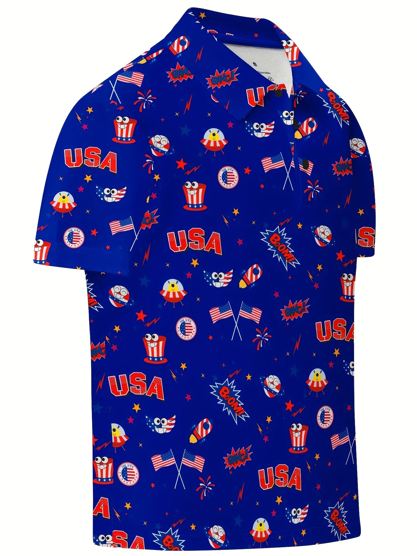 Boy's Graphic Polo Shirt Active Stretch Button Up Short Sleeve Polo