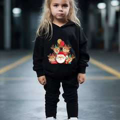 Reindeer Crew & Santa Print Kids Outfit Set for Christmas