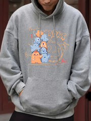 Cartoon Print Hoodie for Men Spring Fall Casual Pullover Hooded Sweatshirt