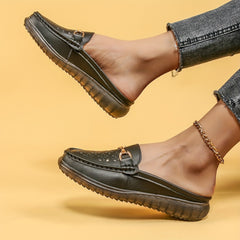 Women's Metal Decor Mules Breathable Flats Slip On Shoes