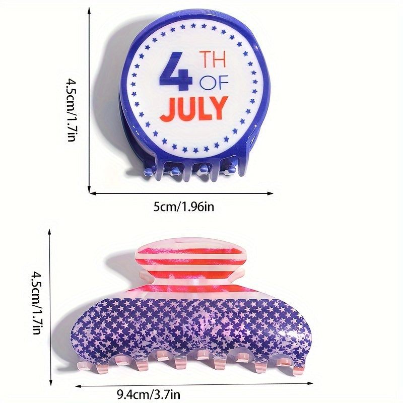 Patriotic Acrylic Hair Claw Clip American Flag Hair Grip Clip Women Independence