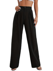 High Waist Wide Leg Long Length Pants Women's Clothing