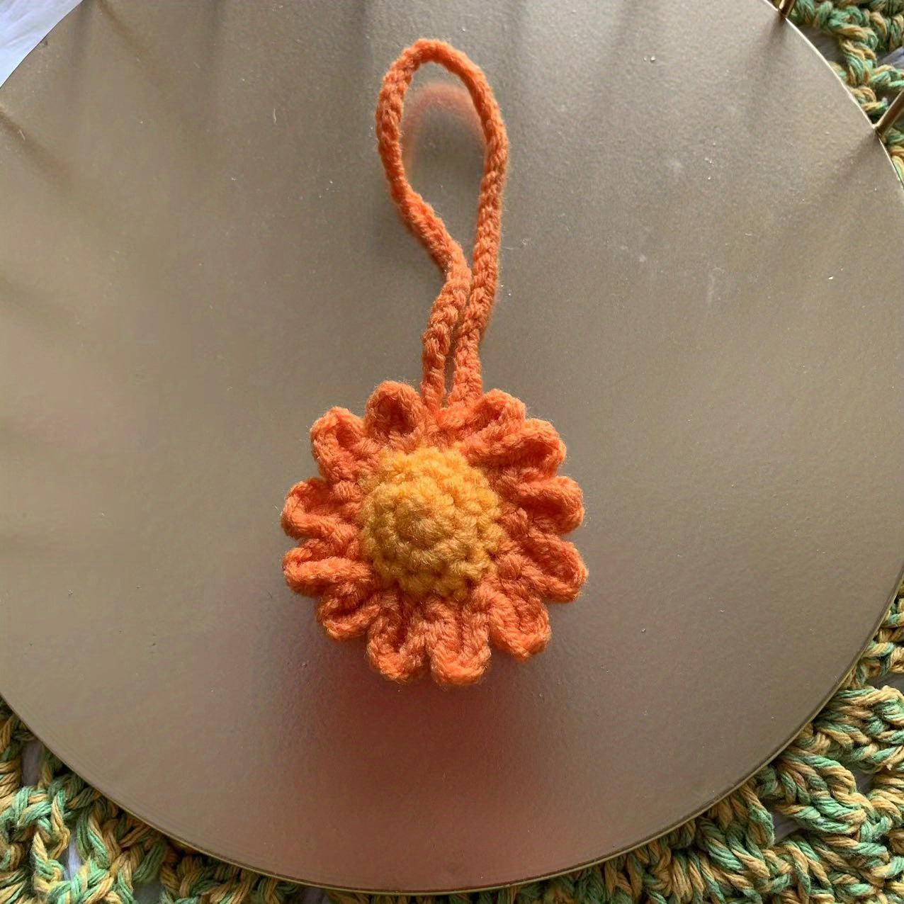 Flower Knit Keychain Crochet Bag Key Chain Keyring Charm