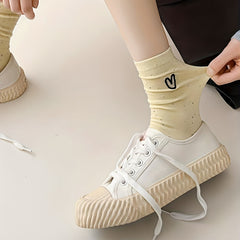 3 Pairs Heart Pattern Crew Socks For Girls Kids