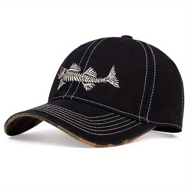 Fishbone Embroidery Baseball Cap