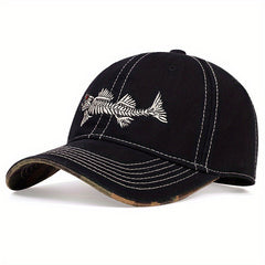 Fishbone Embroidery Baseball Cap