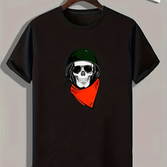 Skull Print Men's Graphic T-shirt Summer Casual Comfy Tee