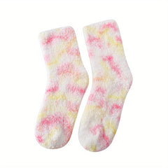 Tie Dye Print Fuzzy Socks Women's Stockings