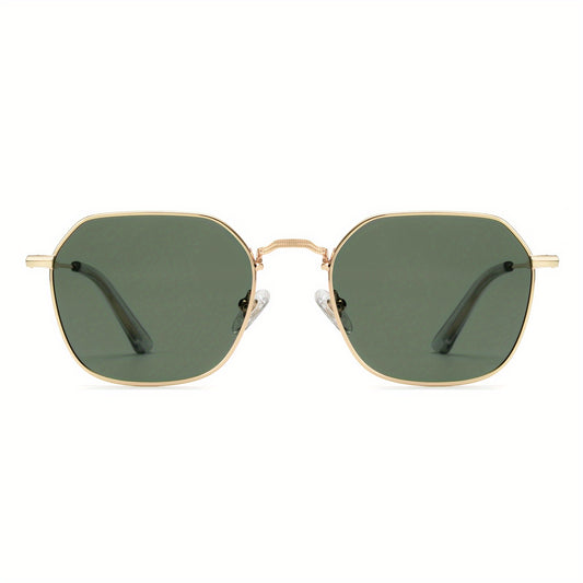 OUWEN Polarized Hexagon Square Sunglasses For Men Small Geometric Polygon