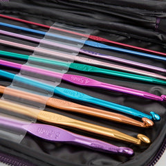 22pcs Aluminum Handle Crochet Hooks Set Multicolor Needles For Yarn Craft