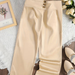 High Waist Button Trousers for Girls