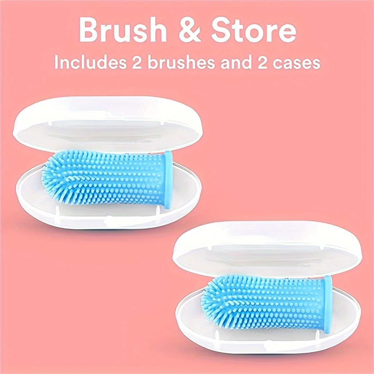 2pcs Silicone Dog Finger Toothbrush 360 Degree Cleaning Brush