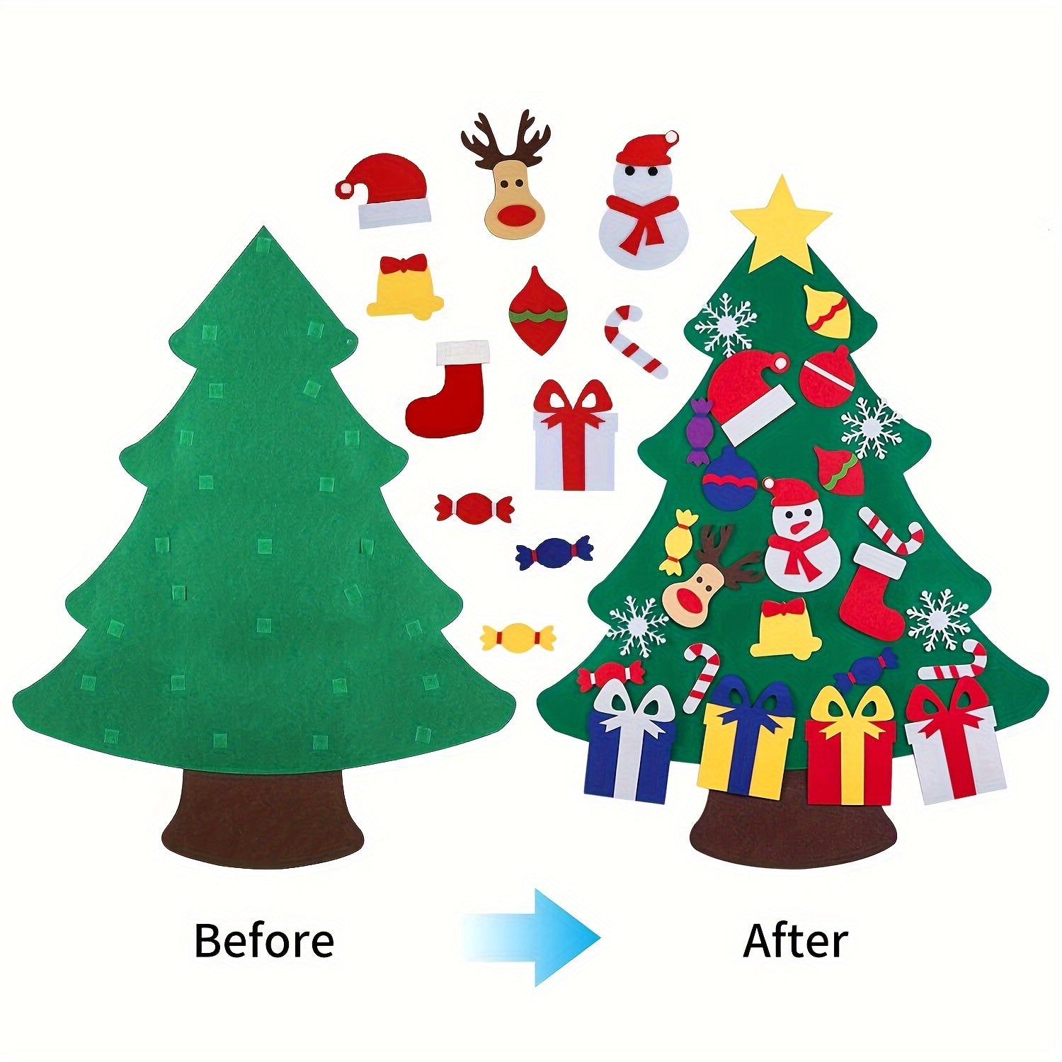 DIY Felt Christmas Tree With Detachable Ornaments Wall Hanging