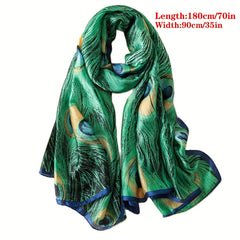 Mature Print Silk Scarf Soft Smooth Shawl Sunproof Beach Towel