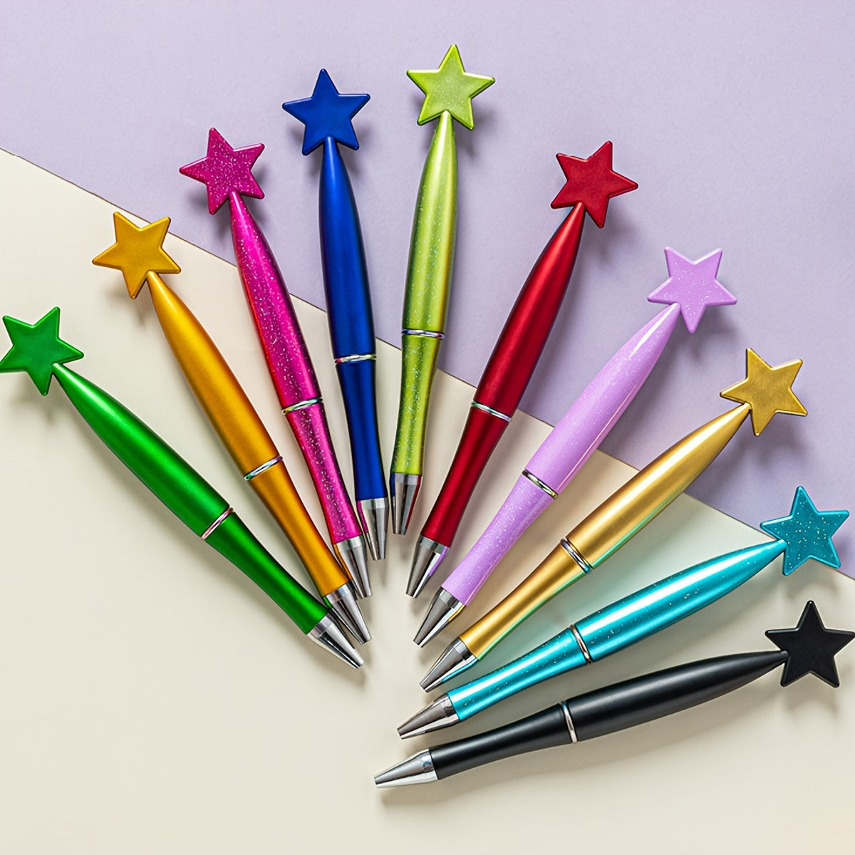 Glitter Star Plastic Ballpoint Pen 1.0mm Refill Office Signature For Students