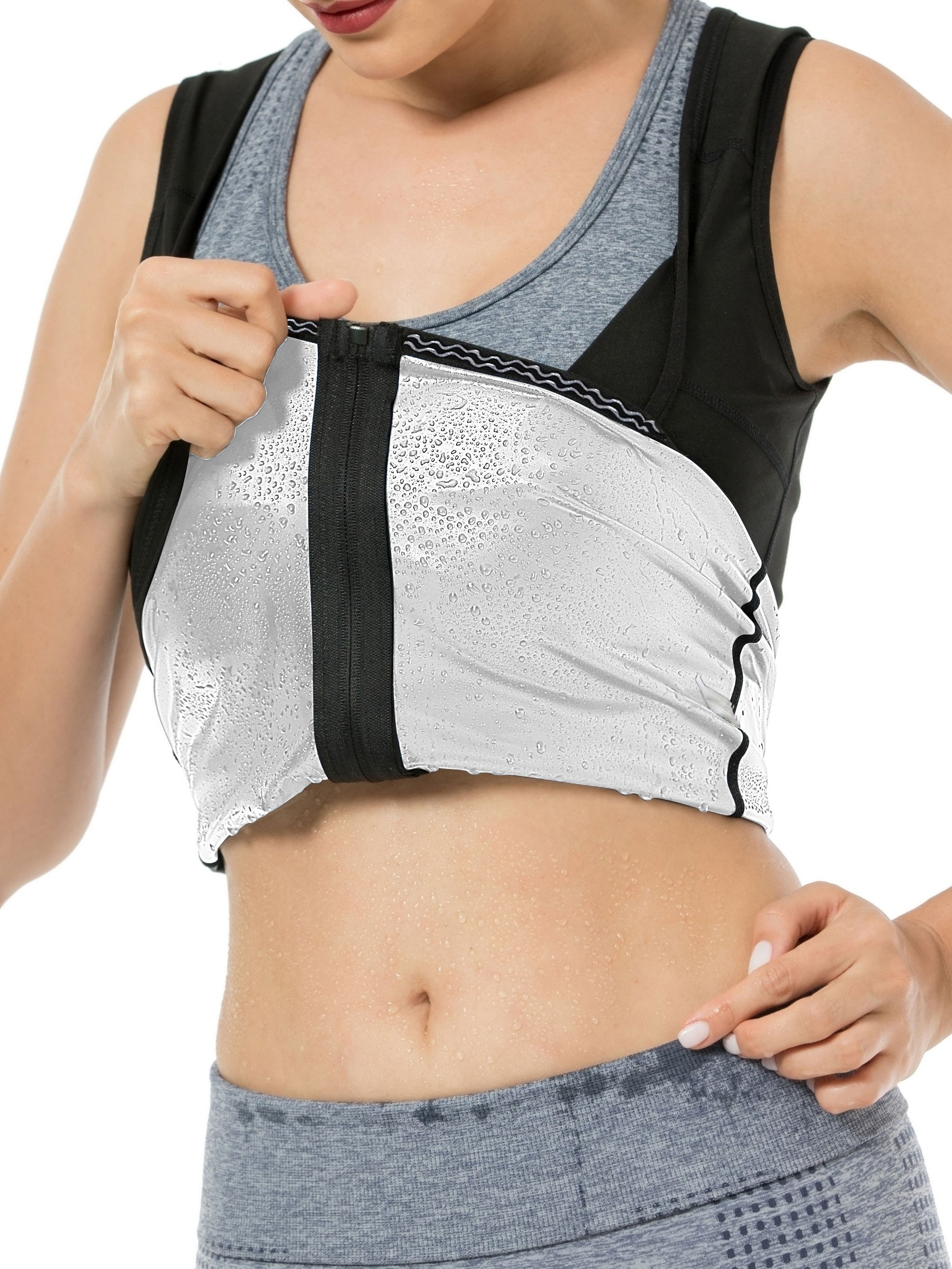 Polymer Sauna Vest Sweat Tank Top Shirt Zipper