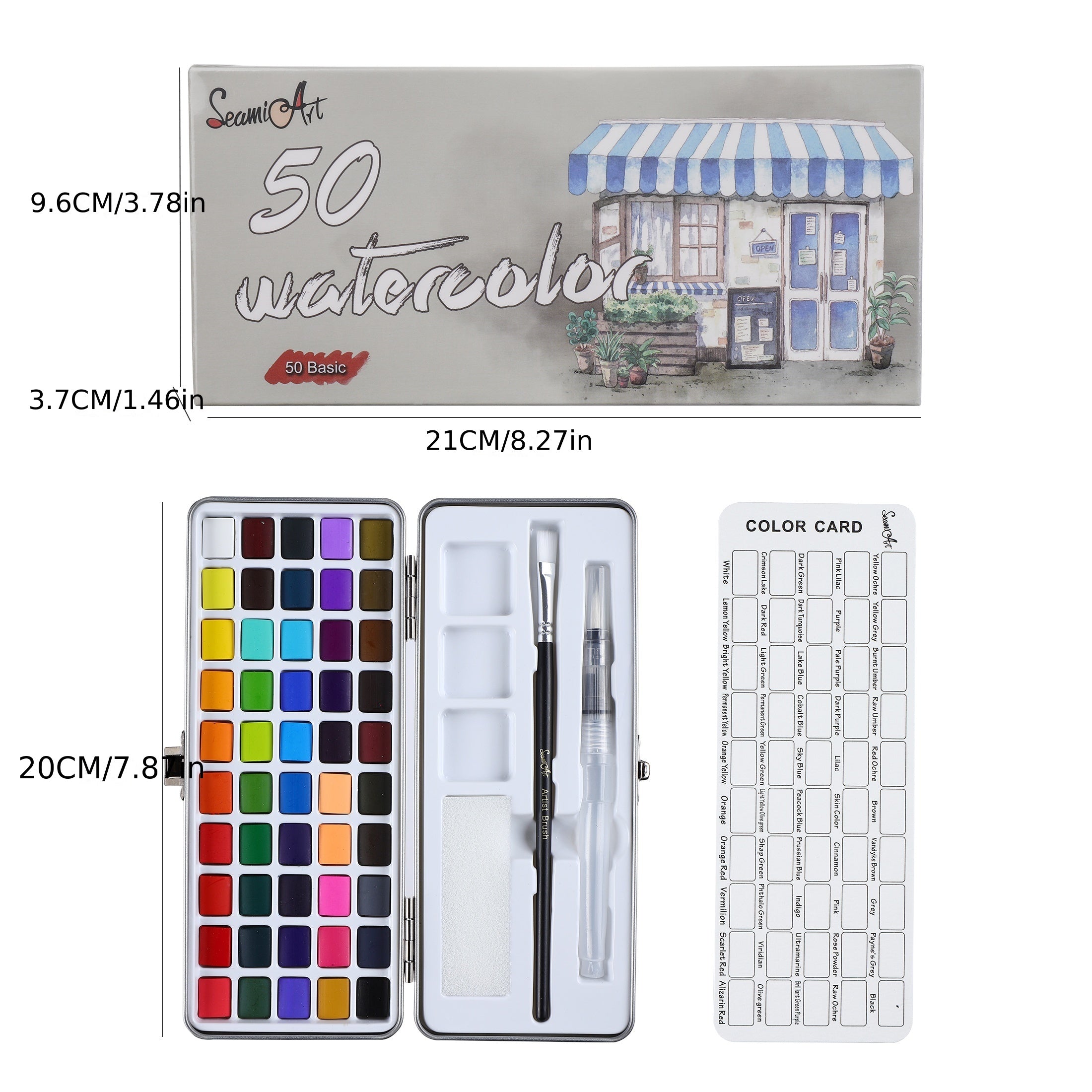 50 90 Colors Watercolor Paint Set Metal Box Pigments Watercolor Paper Supplies