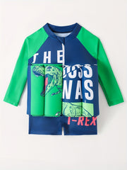 Boys Buoyancy Swimsuit with Letter & Dinosaur Graphic