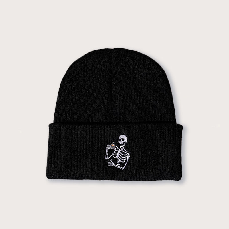 Men's Skull Head Drinking Tea Knitted Cap