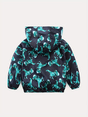 Toddler Boys Dinosaur Print Hooded Windbreaker Jacket