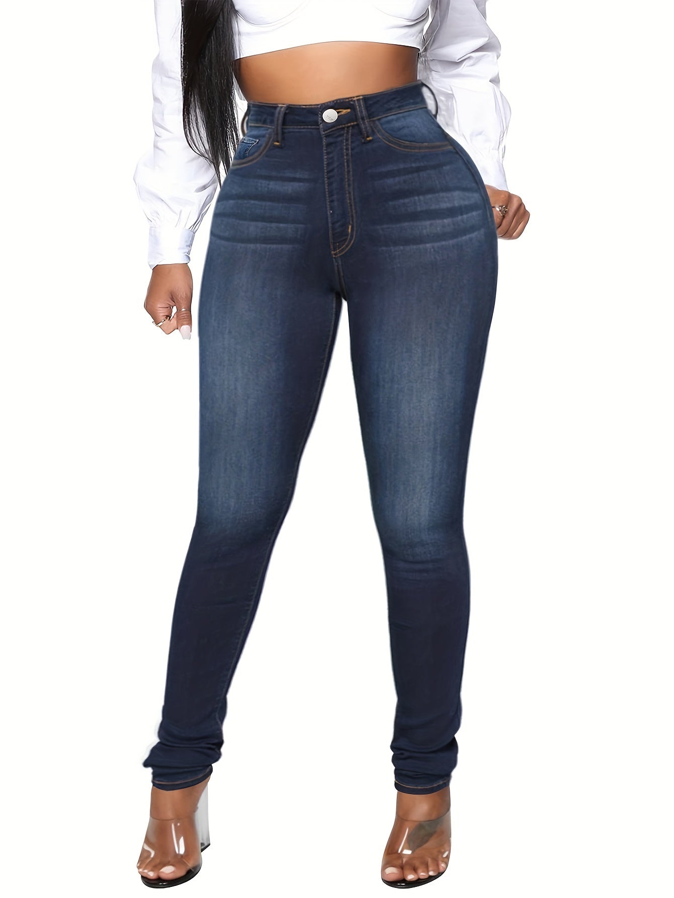 Plus Distressed High Rise Skinny Jeans