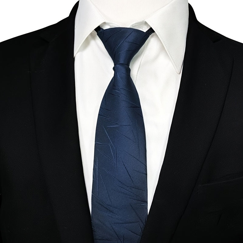 Men's Zip NeckTie Red Striped Business Professional Tie