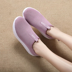 Women's Slip-on Wedge Sneakers Mesh Outdoor Walking Shoes