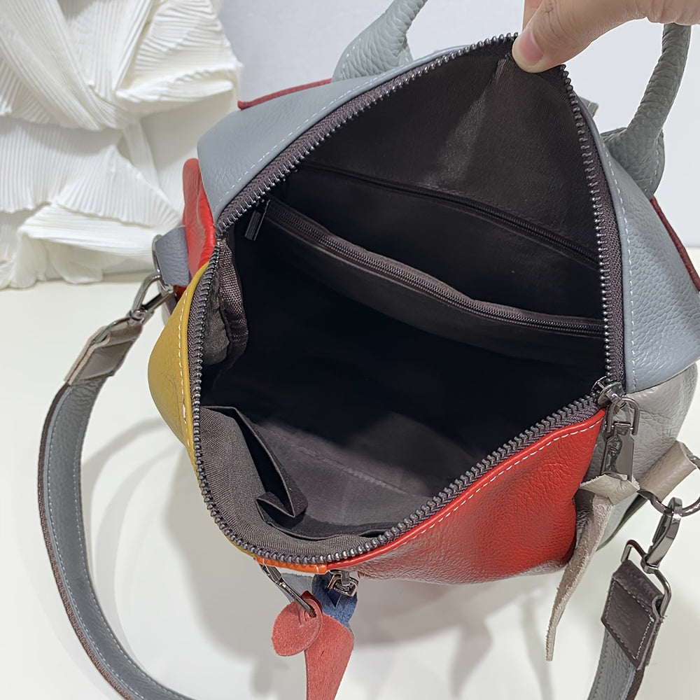 Vintage Leather Backpack for Women with Detachable Shoulder Straps