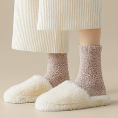 6 Pairs Solid Fuzzy Socks Cozy & Warm Home Floor Socks Women's Stockings