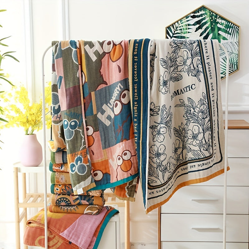 Flower Pattern Bath Towel Soft Skin friendly Absorbent Towel
