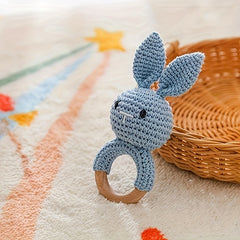 Crochet Rabbit Rattle Toy with Bells Baby Teething Toy Soft Newborn Gift
