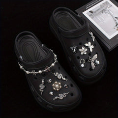 Dark Style Punk Rhinestone Shoe Chain Butterfly Shoe Buckle