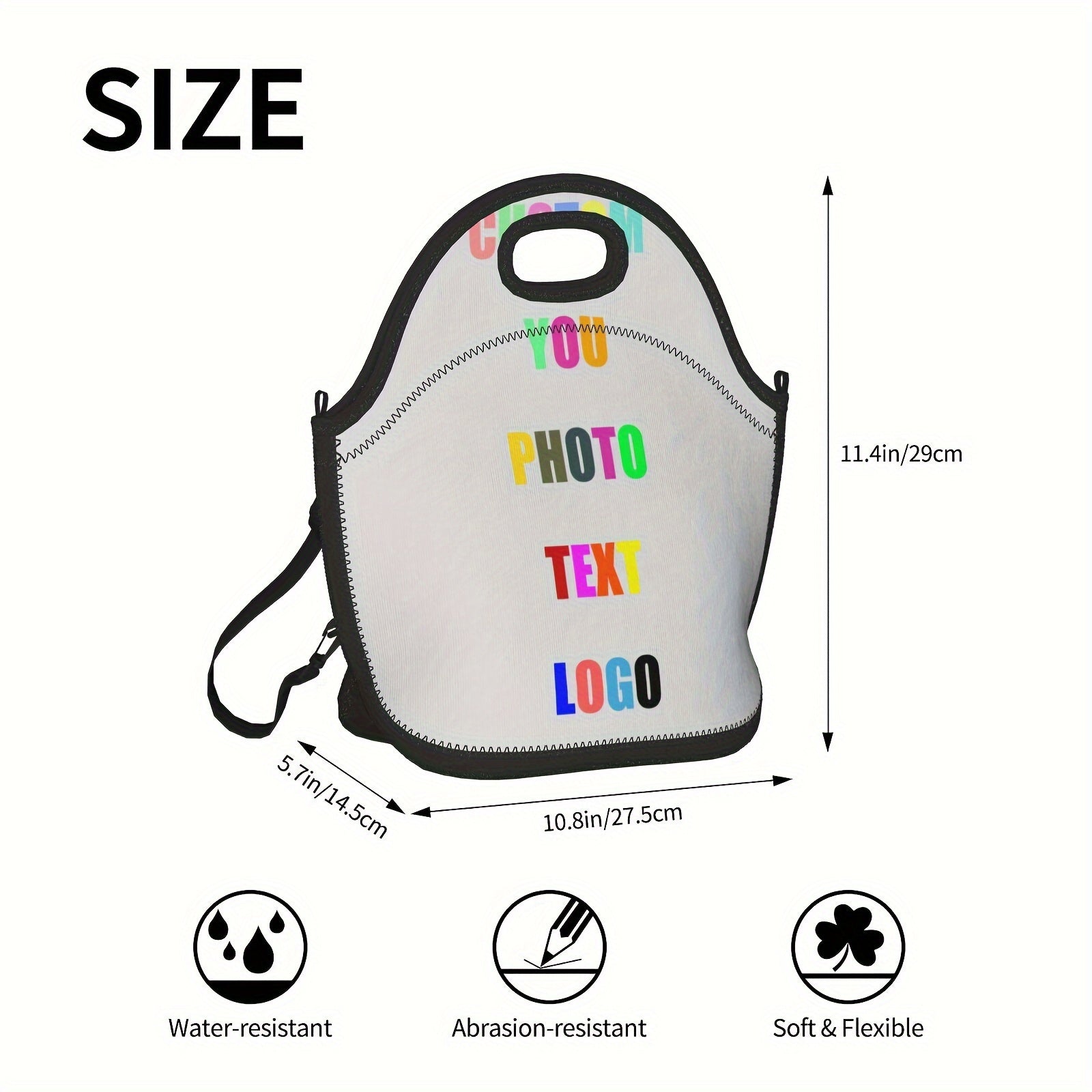 Personalized Insulated Lunch Bag w/ Name & Photo Leakproof Reusable Cooler Tote