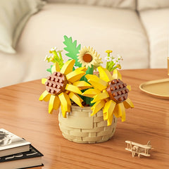 Sunflower Pot Succulent Flower Basket Building Blocks