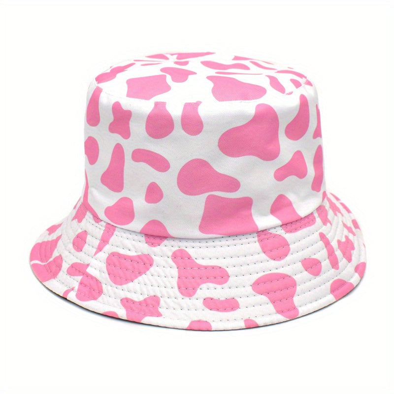 Cow Print Bucket Hat Reversible Travel Beach Hats Unisex